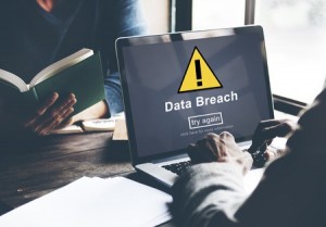 data breach alert on laptop